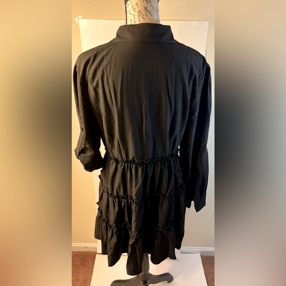 Women’s black layered mini shirt dress long sleeve button-down size XL - Picture 5 of 8